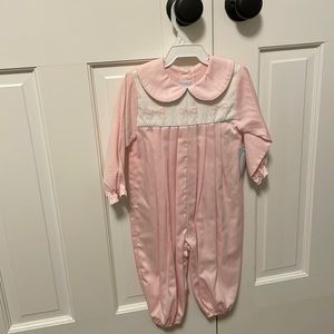 Sweet and soft petal pink fine cord romper from Auraluz size 18 mos